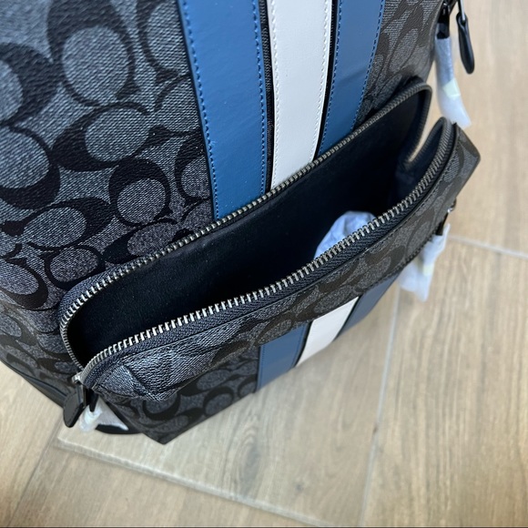 Coach West Backpack In Signature Canvas With Varsity Stripe - Picture 8 of 11